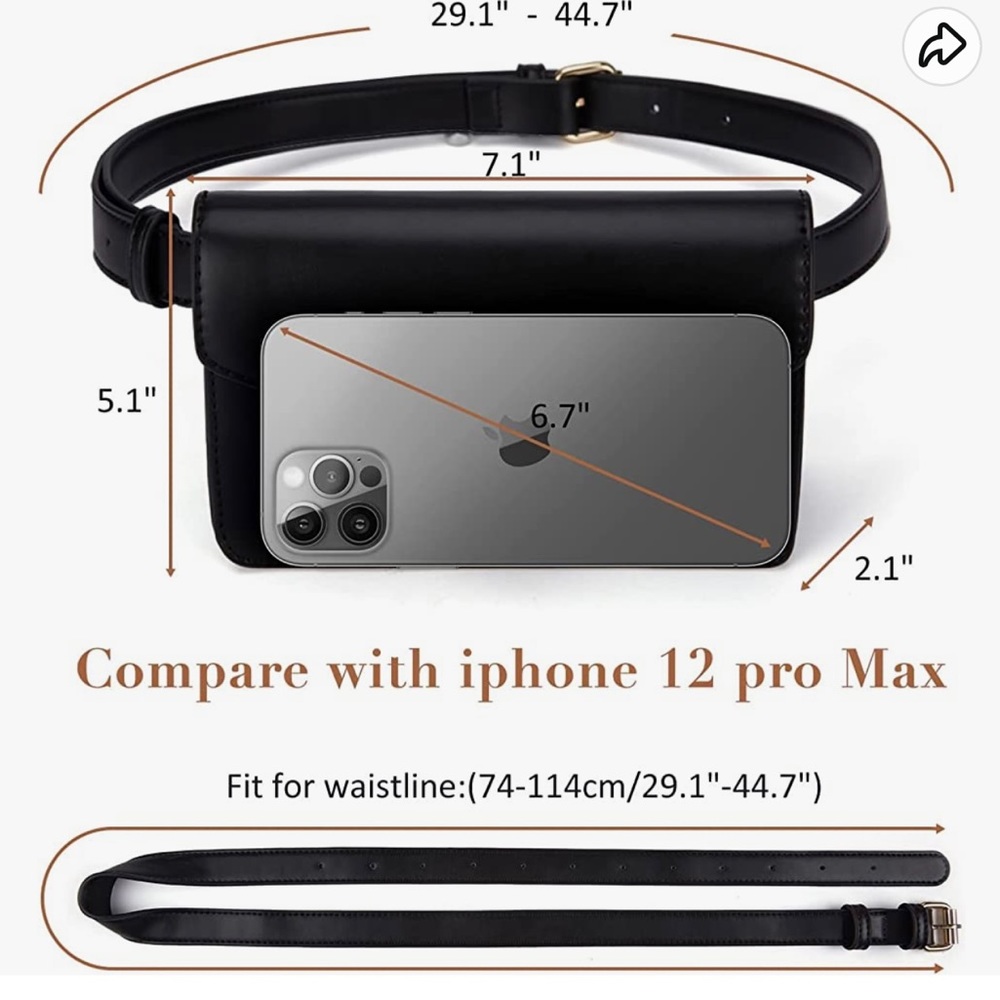 Black crossbody / Fanny pack - Picture 3 of 7